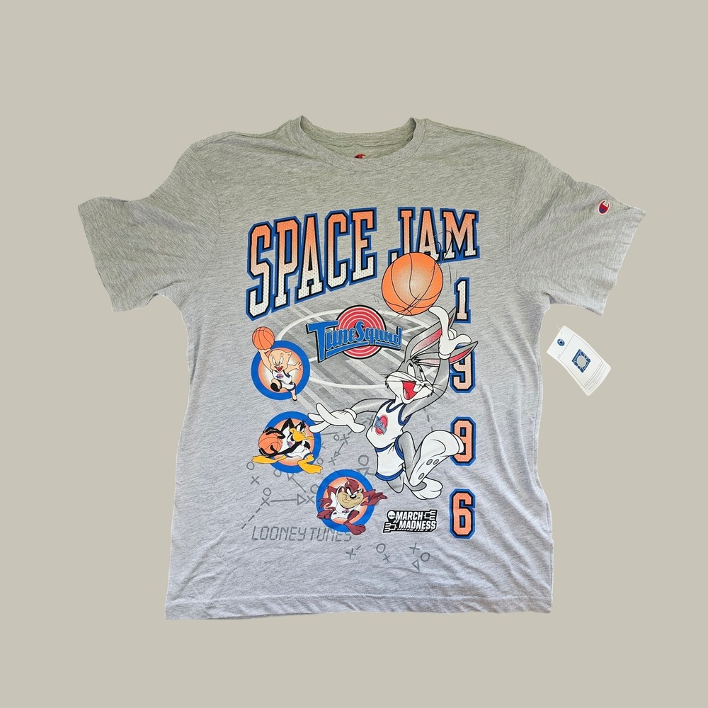 Champion Space Jam T-Shirt Mens Medium Gray New Tune Squad 1996 Graphic Tee - Picture 1 of 7
